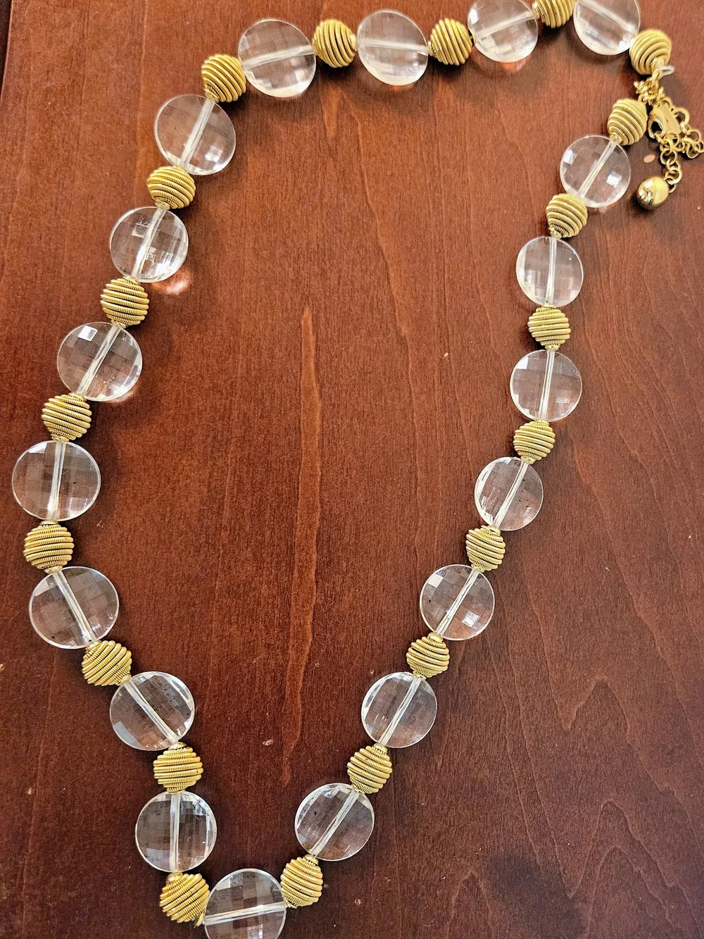 kate spade Clear and Gold Ribbed Bead Necklace